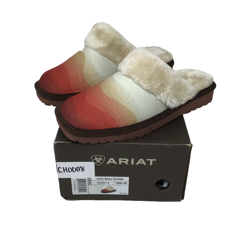 ARIAT Womens Jackie Square Toe Wool Blend Slippers Plush Collar Sunset Size 8